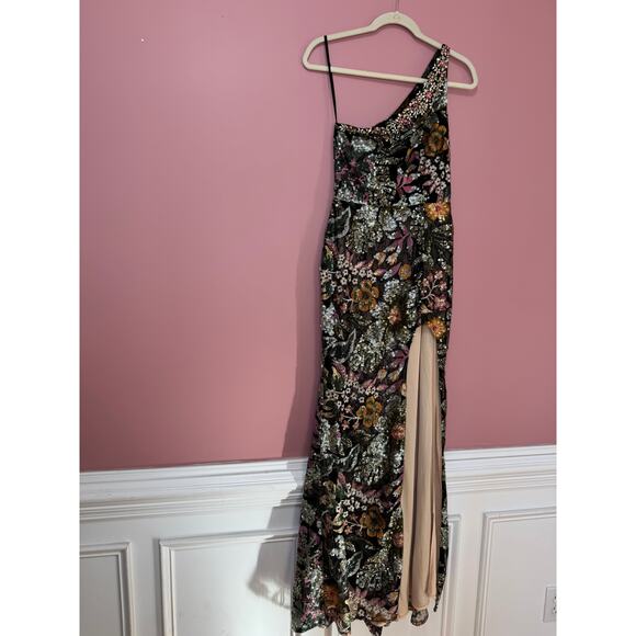 Mac Duggal Floral Embellished One Shoulder Dress Size 2 STYLE 49574 - Picture 3 of 7